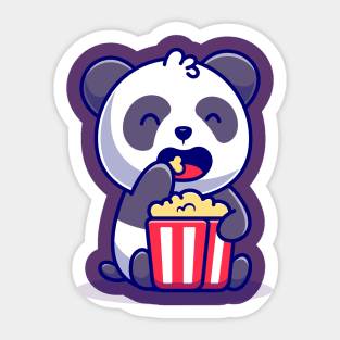 Cute Panda Eating Popcorn Sticker